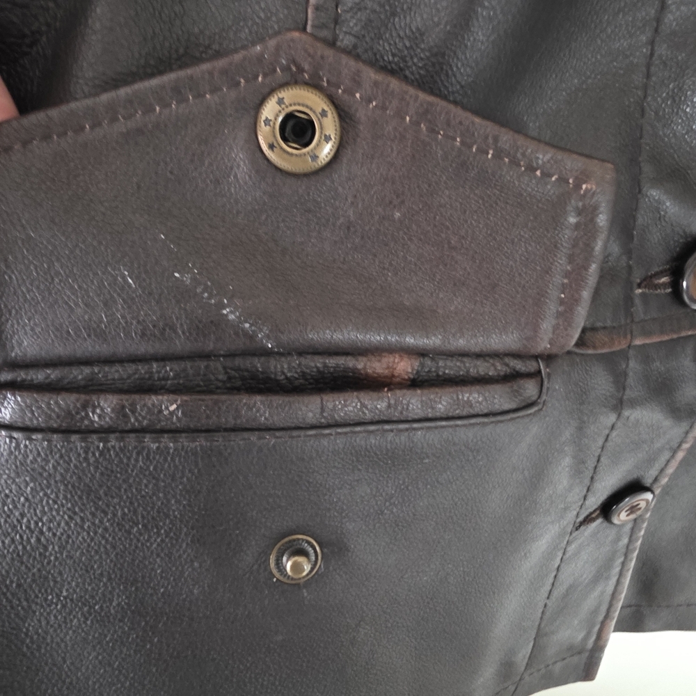 Stamp 10 M 90s Modern Contemporary Western Rodeo Burnished Leather Jacket - Picture 14 of 16